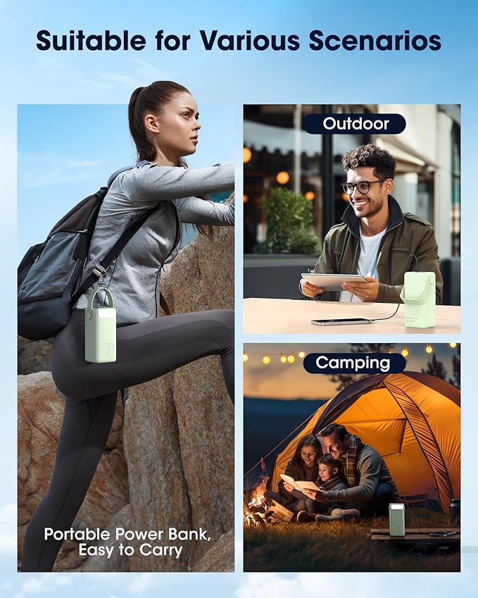 Portable Charger Power Bank 70000mAh, 22.5W Fast Charging USB C Battery Pack, 3 Outputs, LED Display & LED Light, External Huge Capacity Battery Bank for iPhone, Samsung, iPad, Camping, Fishing