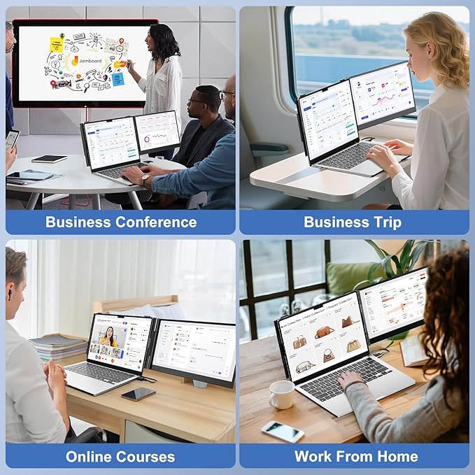 Laptop Screen Extender,14" FHD 1080P IPS Portable Monitor for Laptop,Ultra-Thin 0.17" & 1.3lbs Lightweight,Plug & Play Dual Screen for 13-17.3" Laptops,Compatible with Wins/Mac/Android/Switch/Chrome