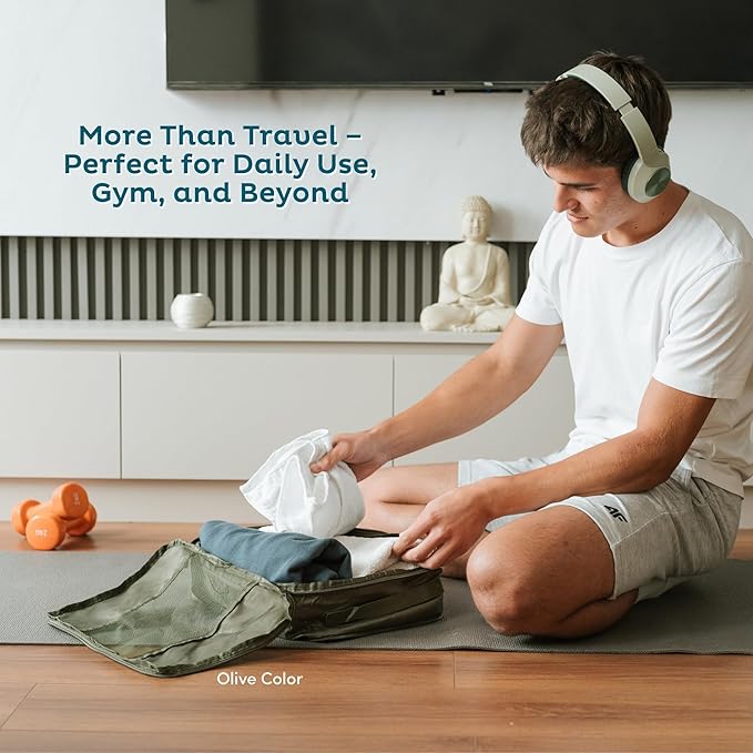 6-Pack Compression Packing Cubes Travel Essentials - Lightweight, Water-Resistant Luggage Organizer Bags with Handles, Durable Travel Accessories Suitcase Organizer (Charcoal)