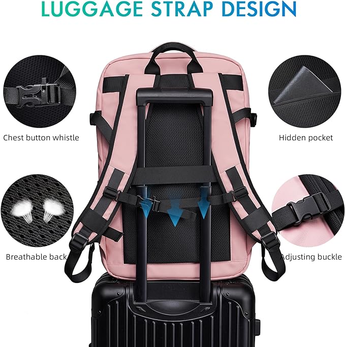 Travel Backpack for Women, 50L Carry On Backpack, Expandable Flight Approved Water Resistant Luggage with 3 Packing Cubes & USB Port, Laptop Backpack Fits 17.3 Inch Notebook