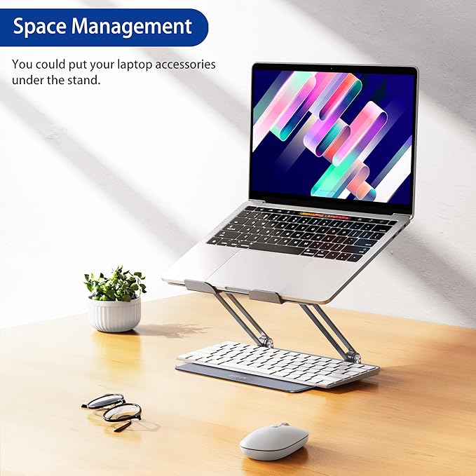 BESIGN LS10 Aluminum Laptop Stand, Ergonomic Adjustable Notebook Stand, Computer Holder Compatible with Air, Pro, Dell, HP, Lenovo More 10-14" Laptops, Space Gray