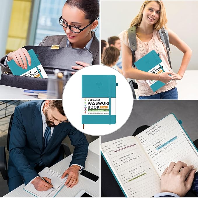 Password Book with Alphabetical Tabs, Hardcover Password Keeper, Size 4.4''x 6.1'' Password Notebook for Saving Internet Login, Username, Password Organizer for Computer & Website Logins,