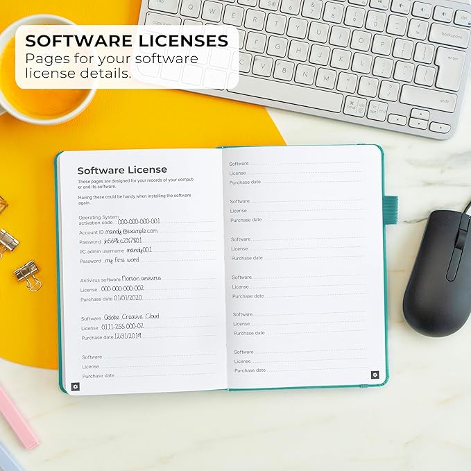 Clever Fox Password Book – Alphabetized Internet Address & Password Organizer – Computer & Website Password Keeper Notebook – Log-In Password Journal - Medium, A5, 8.3x5.8″, Hardcover (Turquoise)