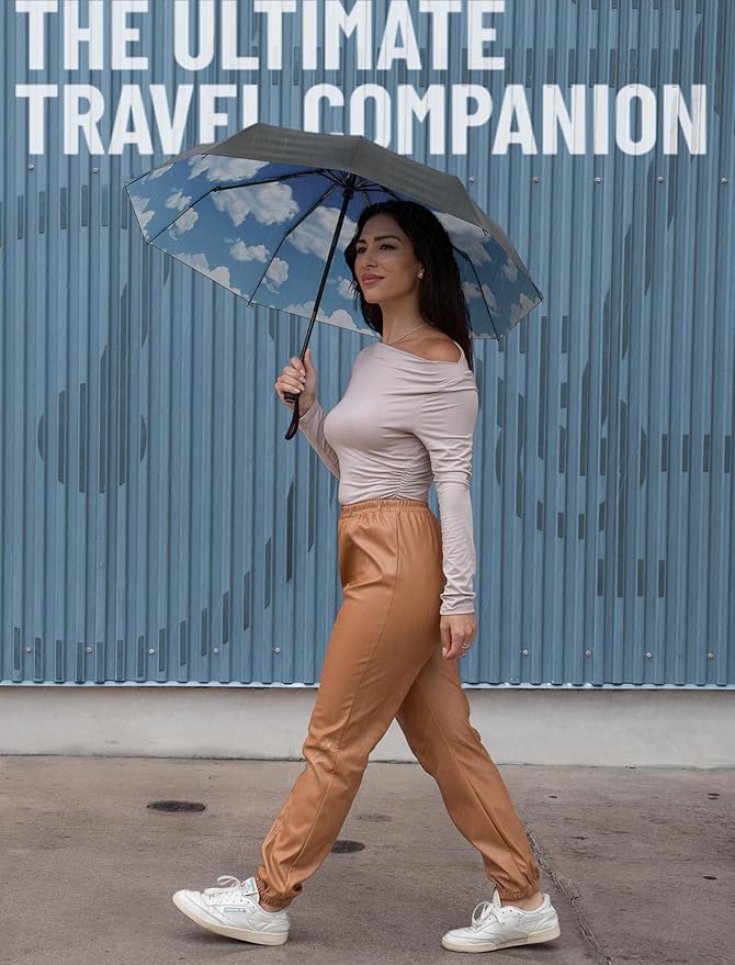 REPEL Windproof Travel Umbrella - Compact & Withstands Winds up to 85MPH , Strongest Premium Auto Folding Umbrella for Rain and Sun - Durable, Light & Portable for Women & Men , Fits Backpack & Cars