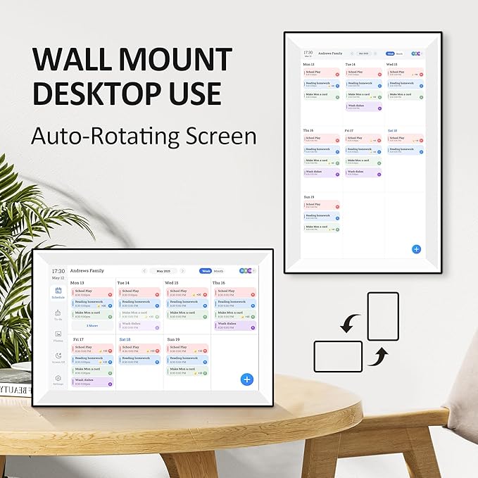 15.6 Inch Digital Calendar Chore Chart, Digital Picture frame,Smart Touchscreen Wall & Desk Electronic Calendar Family Planner for Seamless Scheduling/Organizing,Gift