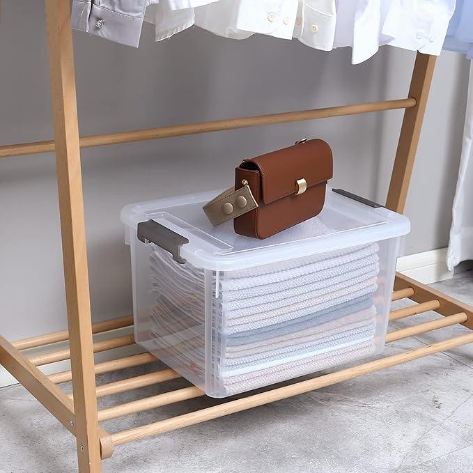 Citylife 6 Packs 32 QT Plastic Storage Bins with Lids Large Stackable Storage Containers for Organizing Clear Storage Box for Garage, Closet, Kitchen