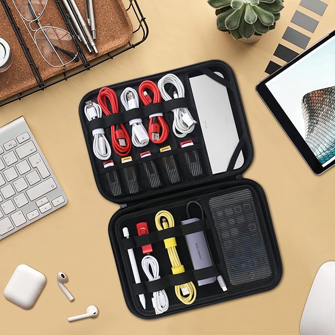 BOVKE Travel Cable Organizer Hard Protective Case