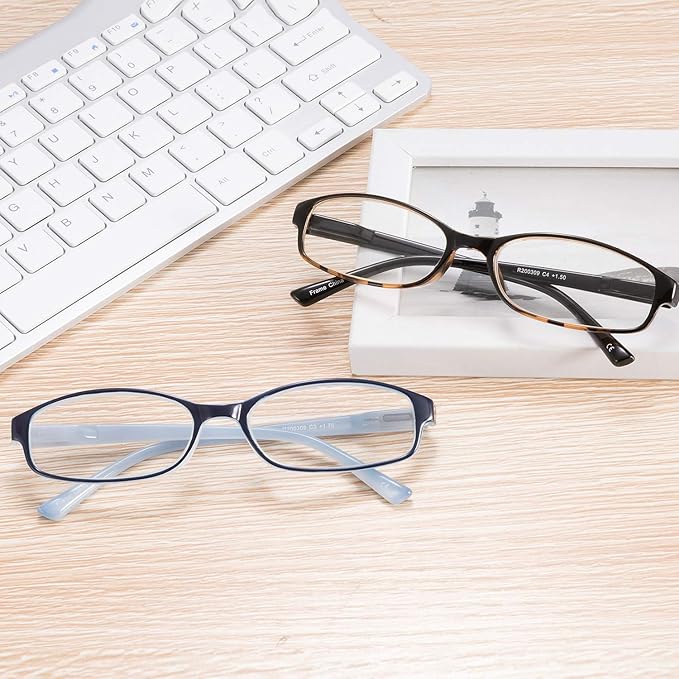 IVNUOYI 6 Pack Reading Glasses Blue Light Blocking with Spring Hinges,Colors Lightweight Readers for Women,Anti Glare UV Computer Eyeglasses 3.5