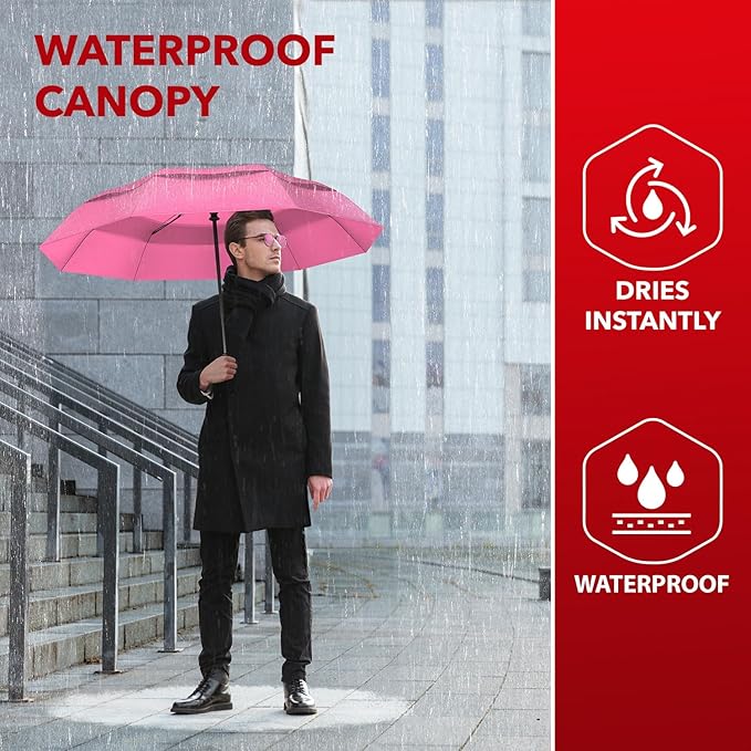 REPEL Windproof Travel Umbrella - Compact & Withstands Winds up to 85MPH , Strongest Premium Auto Folding Umbrella for Rain and Sun - Durable, Light & Portable for Women & Men , Fits Backpack & Cars