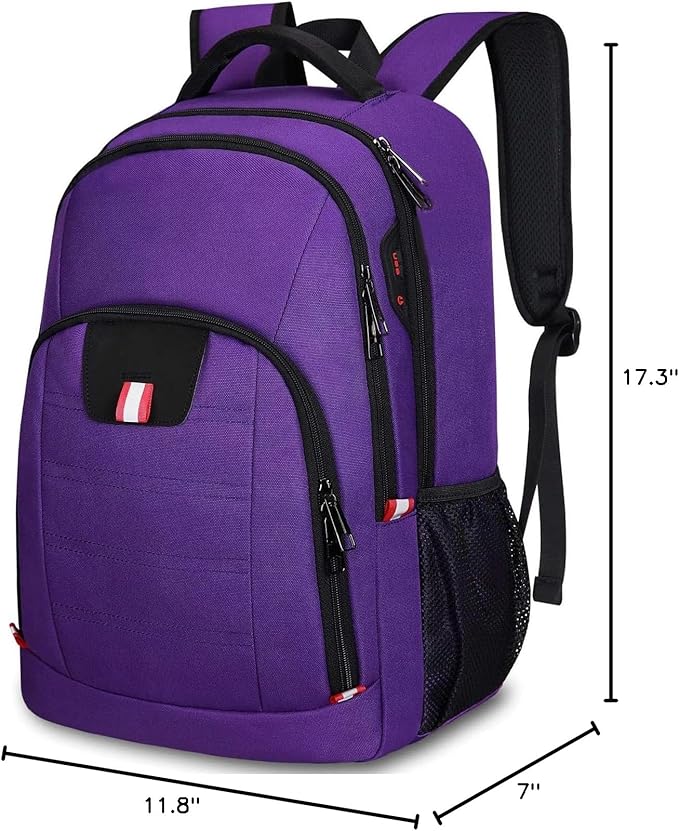 Travel Laptop Backpack, Small Backpack for Men and Women with USB Slit Business Computer Backpack Bag (Purple, 15.6 Inch)