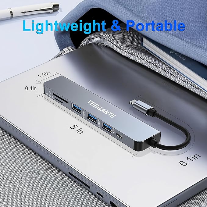 USBC Multiport Adapter USB c to USB hub 7 in 1 dongle Adapter USB c hub multiport Adapter with SD Card Reader 100W PD 4K30hz hdmi USB hub USB C Adapter for MacBook Pro