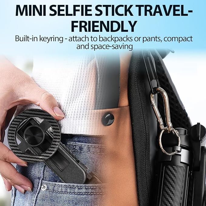 4-in-1 Multifunctional 360° Rotation Magnetic Selfie Stick, Portable Pocket Size Selfie Stick with Rechargeable Remote, Extendable Detachable Cell Phone Tripod for iPhone & Android