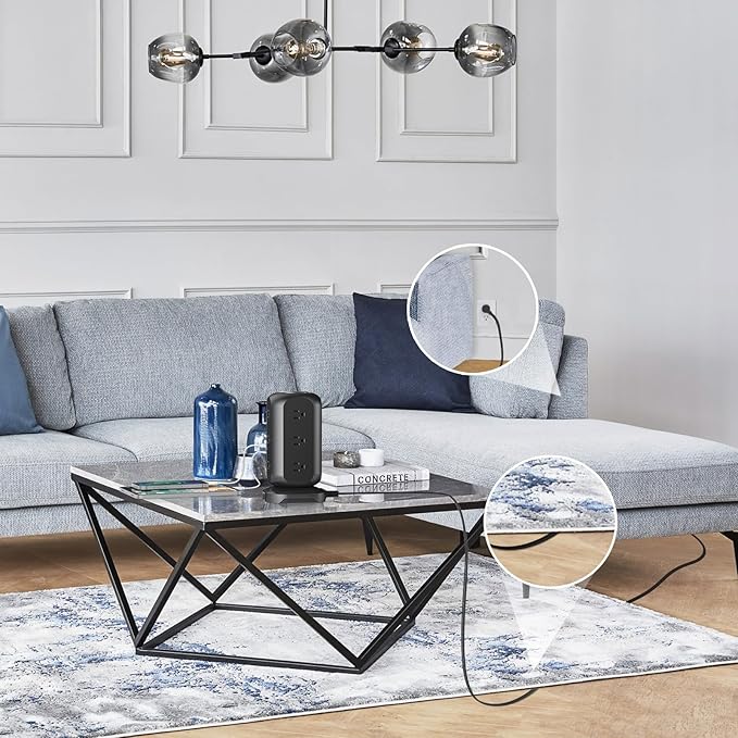 Long Extension Cord 15 ft Power Strip Tower, Surge Protector 12 AC Outlets 4 USB(1 USB C) Ports, Charging Tower Overload Protection with Multiple Outlets for Home Office