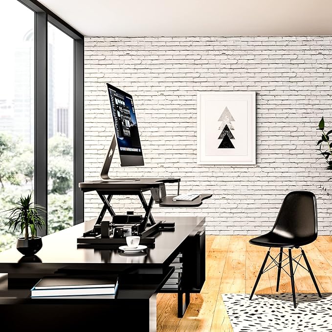 VERSADESK® PowerPro™ 40” x 24” Standing Desk Converter | 40 inch Electric Height Adjustable Sit to Stand Desk Riser w/ Keyboard Tray & USB Hub - Ergonomic Workstation for Home & Office, Black