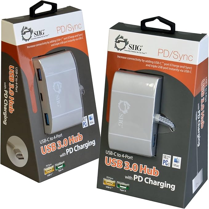 SIIG USB C Hub with PD Charging, 3 USB 3.0 Ports & Type C Power Delivery Charging Port for HP, Chromebook, MacBook and More