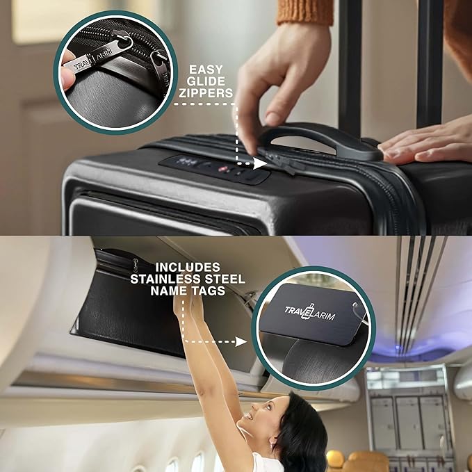 Luggage Sets 3 Piece, 22 Inch Carry on Luggage and 24 Inch Suitcases with Wheels Spinner, Durable Hard Shell Suitcase Set, Expandable Travel Suitcase, Black