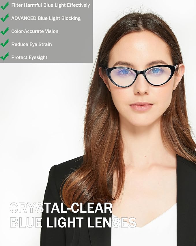 EYEURL Cat Eye Reading Glasses for Women - 2 Pack Blue Light Blocking Computer Readers 2.50 Spring Hinge Anti Glare/UV Ray Eyeglasses