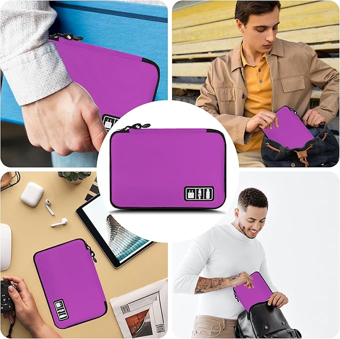 Electronics Organizer,Travel Cord Organizer Pouch, Portable Cable Organizer Bags,Travel Electronic Accessories Storage Case for Cables, Cords, Charger, Phone (Rosered)