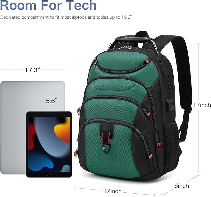 Boavan Laptop Backpack for men, 15.6 inch Laptop Bag with USB Port, Waterproof Travel Work Backpack Purse, Anti-Theft Teacher Nurse Doctor Casual Bookbags Office Business backpack,Deep Juniper Black