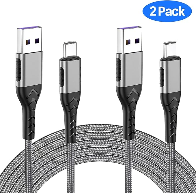 Durcord USB C Cable, Upgarded 2Pack 10ft Fast USB Type C Charging Cable for Android/Phone/Pad/Laptop, Type C Charger Braided USB Cable Compatible withi Phone 17/16/15/Pro/Plus/Max/Sam.Sung-Silver