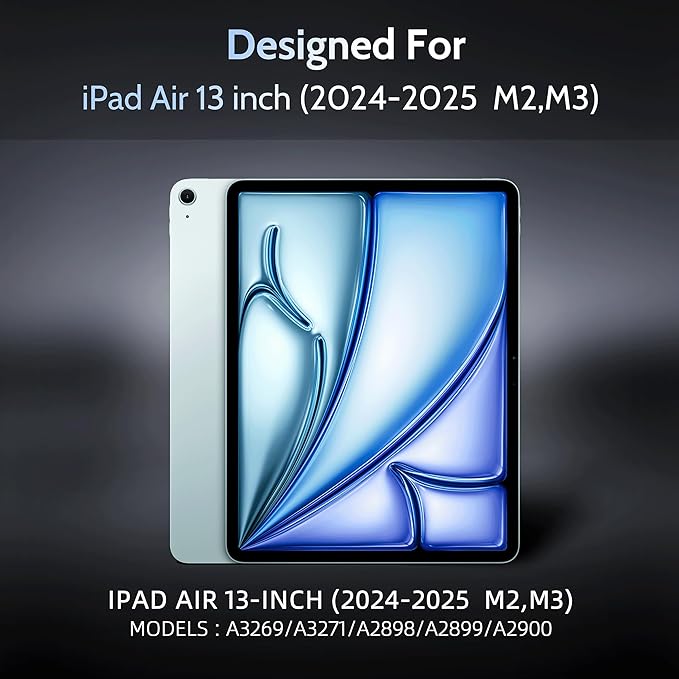 4-Way Magnetic Privacy Screen for iPad Air 13 Inch 2024/2025 (M2/M3, 6th/7th Gen), Removable 360 Spy Private Filter, Anti Blue Light Glare Bubble-Free Easy Install Black Screen Protector