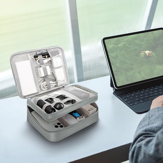 Electronic Organizer Travel Case, Travel Cord Organizer Case Portable Waterproof Cable Organizer Bag for Charger, Cord, USB, Power Bank, Earphone