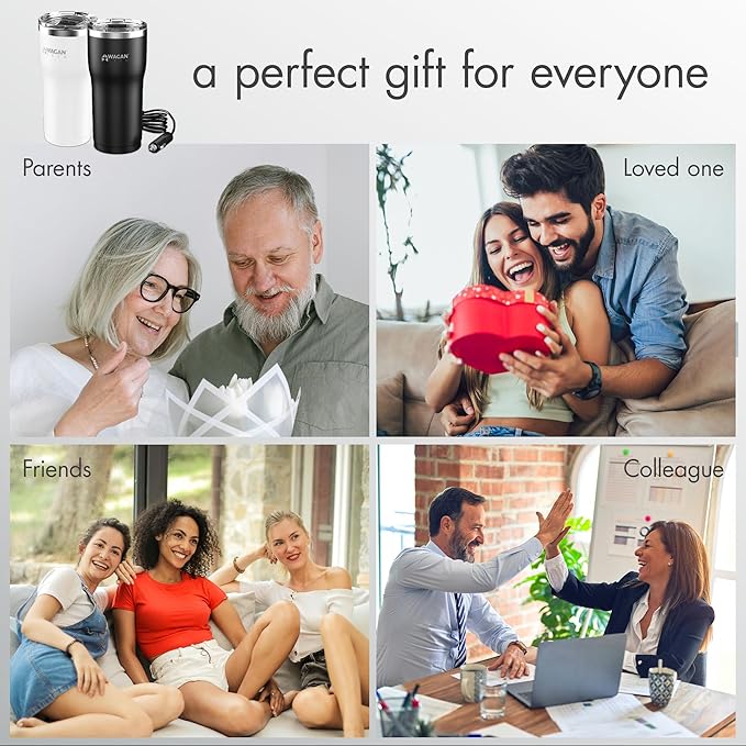 Wagan EL6101 12V Travel Car Heated Mug Portable 16oz Stainless Steel Anti-Spill Lid Slip Resistant Base Car Coffee Warmer Coffee Cup (Black)