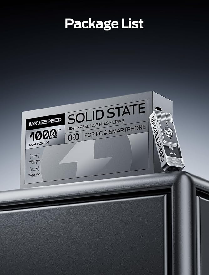 MOVE SPEED 1TB 1050MB/s Read High-Speed External Drive Dual USB 3.2 & Type-C Ports for iPhone 17 Mac, iPad, Android- Ideal for Creators, Photographers, Fast File Transfer