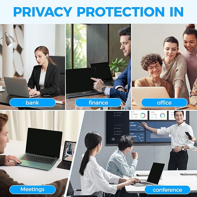 Magnetic Laptop Privacy Screen Filter 16 inch for 16:9 Widescreen Computer Monitor, Removable Anti Blue Light Privacy Shield, Anti-Glare Protector