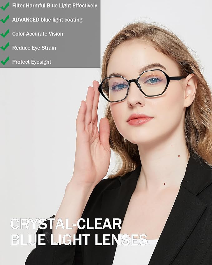 EYEURL Reading Glasses for Women 4-Pack Blue Light Blocking Reading Glasses Vintage Design Diamond-Shaped Frame Spring Hinge Readers Anti Glare Filter Lightweight Eyeglasses,1.0