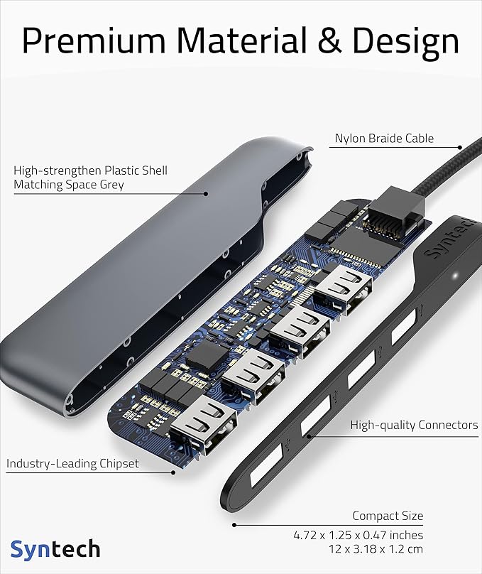Syntech USB C to USB Hub 4 Ports, Syntech Type C to USB 3.0 Hub with a USB C to USB Adapter (USB 2.0), Thunderbolt 3 to USB Hub, Compatible with iOS/Android