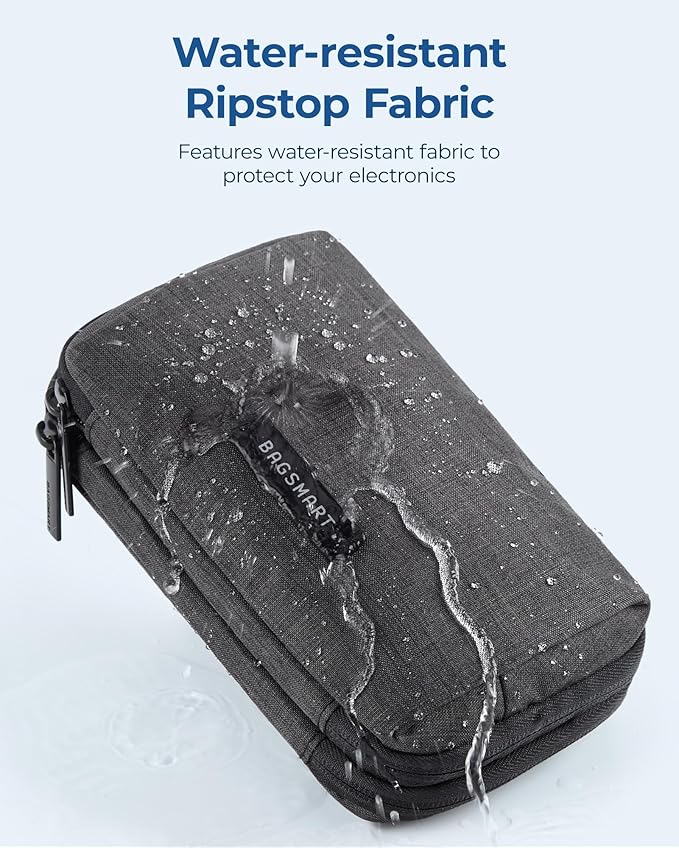 BAGSMART Electronics Organizer Travel Case, Cable Charger Cord Tech Organizer Pouch for Phone Charger Accessories, Black