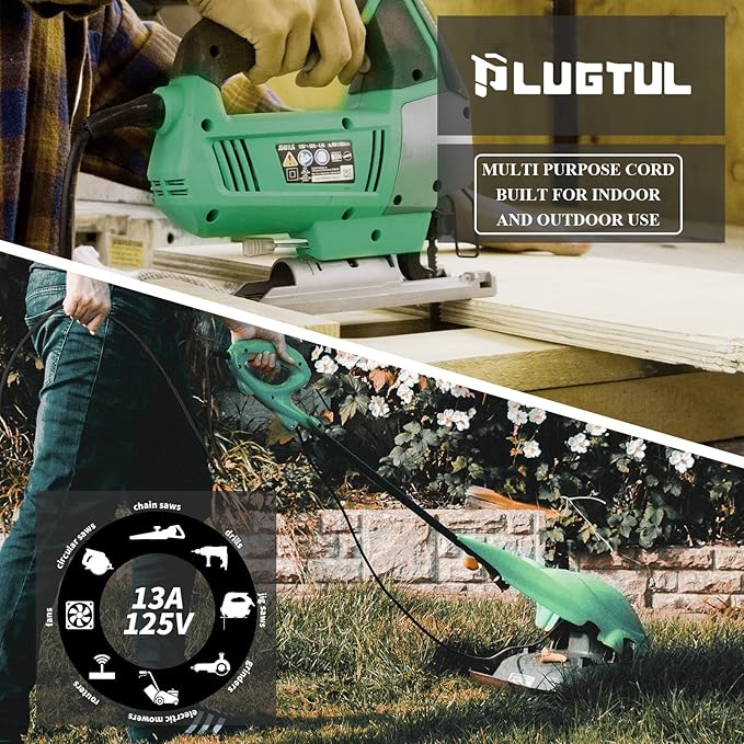 PLUGTUL 2-Pack Extension Cord 50 FT, 16/3 Outdoor Extension Cord Waterproof, Heavy Duty 3 Prong Extension Cord Black, 13A 1625W SJTW, ETL Listed, Great for Garden and Home