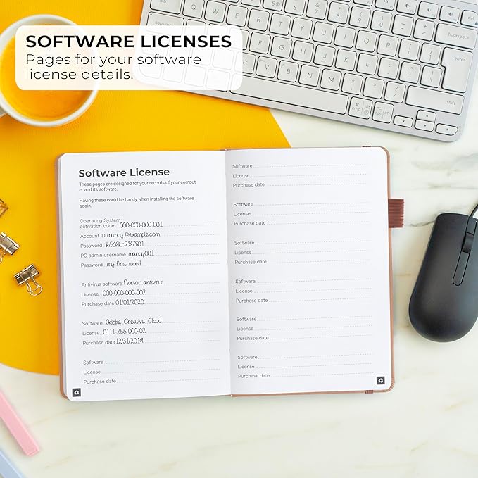 Clever Fox Password Book – Alphabetized Internet Address & Password Organizer – Computer & Website Password Keeper Notebook – Log-In Password Journal - Medium, A5, 8.3x5.8″, Hardcover (Rose Gold)