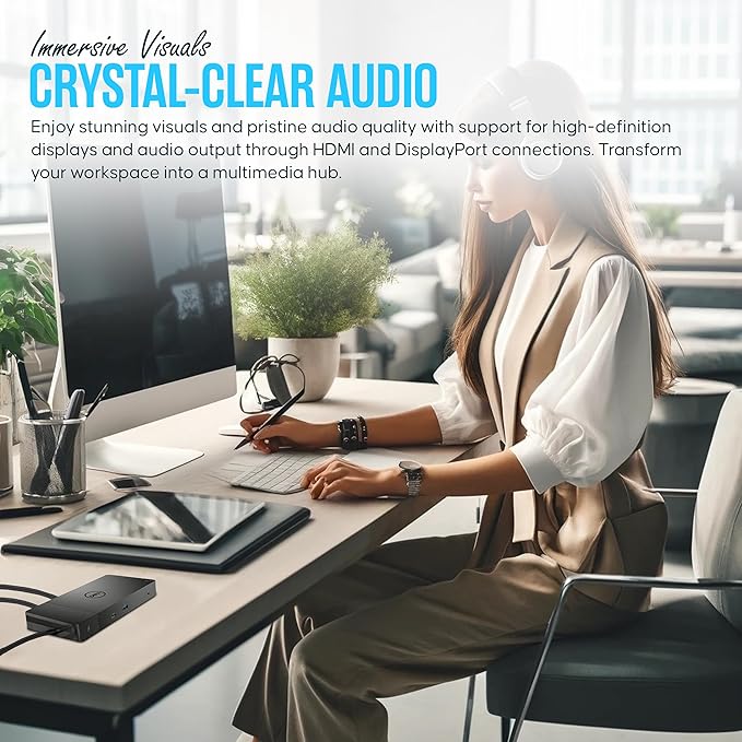 Dell WD19TB Thunderbolt Dock - 1 Year Warranty - Dell Docking Station Dual Monitor USB C with 180W, HDMI & DisplayPort Cable - Docking Station for Laptop & Computer (Renewed)