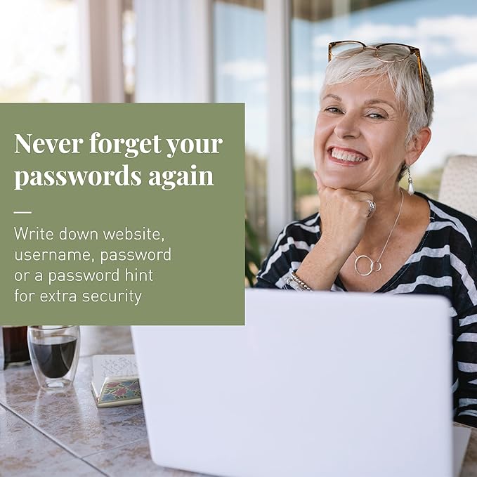 Rileys & Co. Password Book with Alphabetical Tabs, Password Keeper, Password Books for Seniors, Password Notebook for Internet Login, Website, Username (6 x 5 Inches, Cream - Floral)