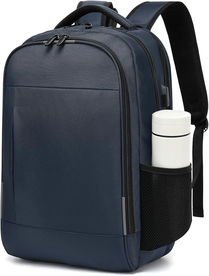 Business Laptop Backpack, 17.3 Inch Travel Laptop Bag Rucksack with USB Charging Port, Water-Resistant Bag Daypack for Work College Computer Men Women Backpack (Navy)