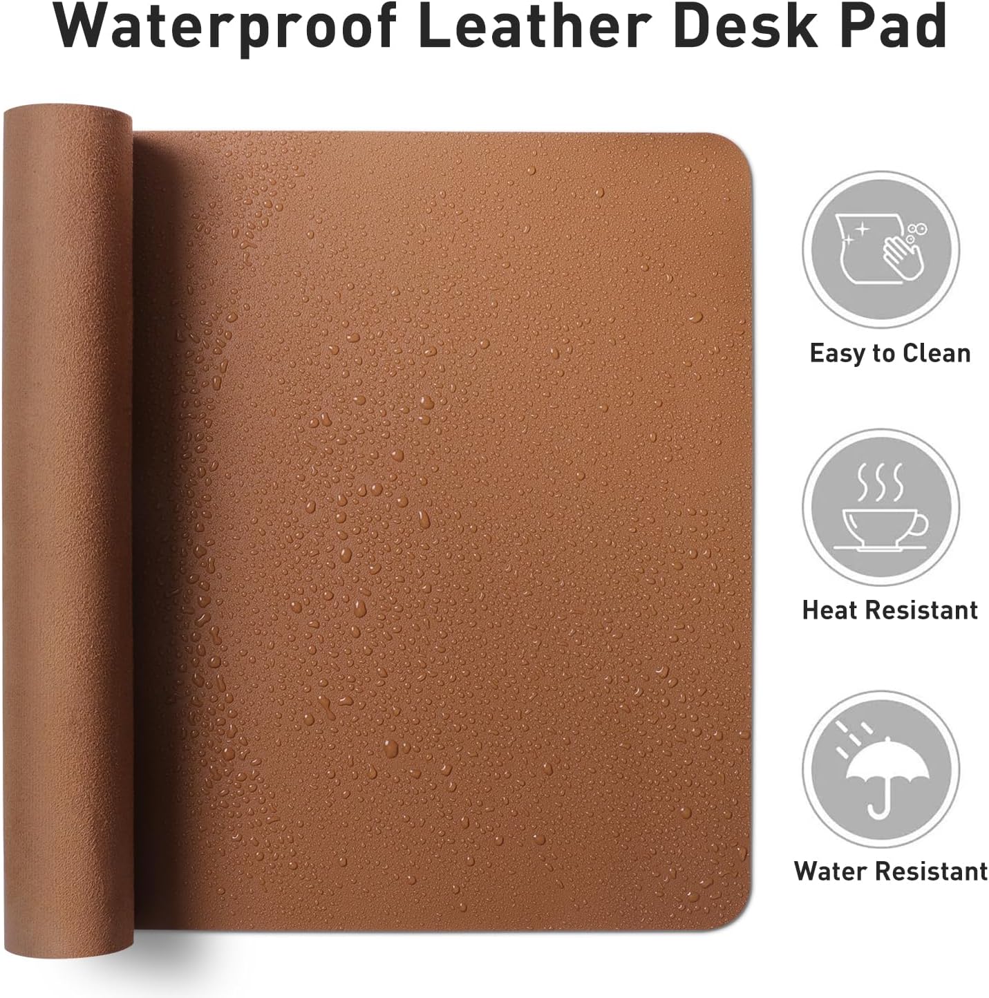 Aothia Leather Desk Pad Protector, Mouse Pad, Office Desk Mat, Non-Slip PU Leather Desk Blotter, Laptop Desk Pad, Waterproof Desk Writing Pad for Office and Home (Brown,31.5" x 15.7")