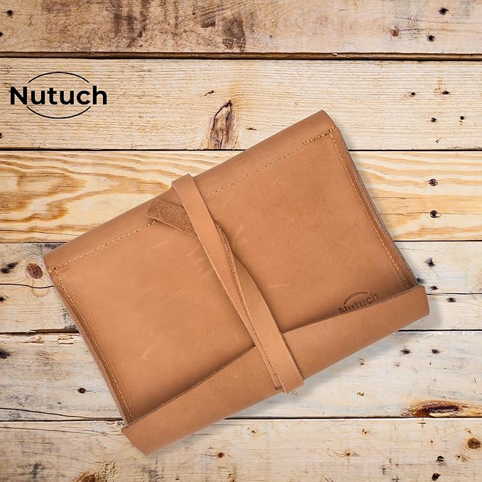 Leather Tech Pouch for Cables Chargers Phone | Tech Bag | Zipper Travel Accessory Pouch | Electronic Organizer Case Travel Bag (Tan)