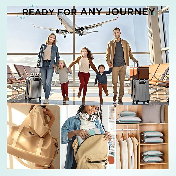 10 Set Compression Packing Cubes for Travel Essentials,Compressible Expandable Packing Cubes for Suitcase,OlarHike Luggage Organizer Bags for Travel,Handy Helper for Organizing Clothes(New Blue Green)