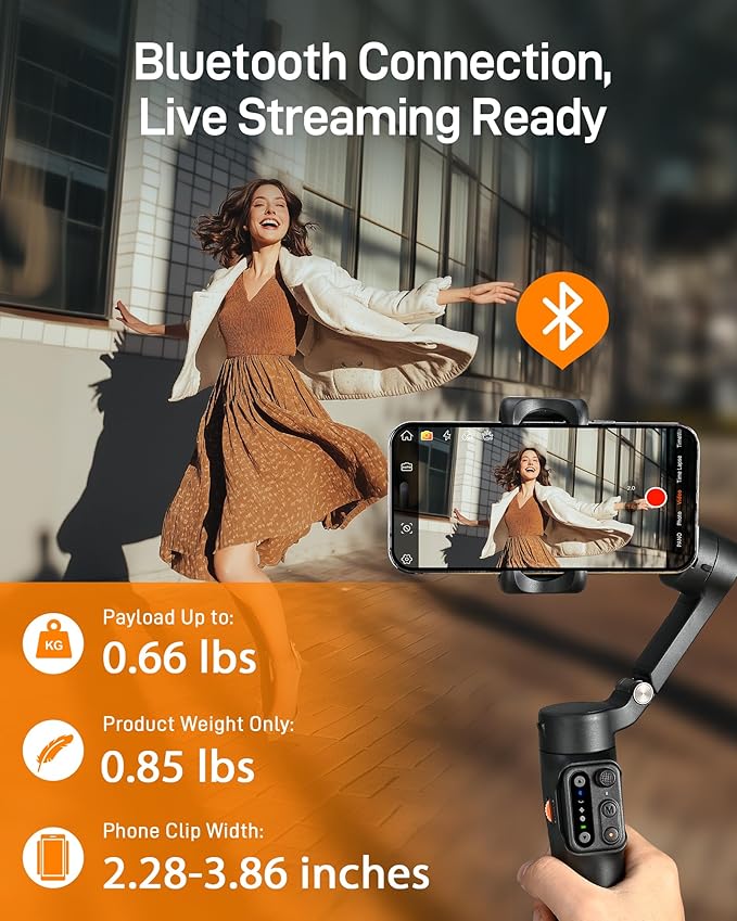 hohem iSteady X3 SE Plus Gimbal Stabilizer for iPhone, 3-Axis Phone Gimbal with Detachable Remote Control, Extendable Rod, 11-Hour Battery, Portable Foldable Stabilizer for Video Recording