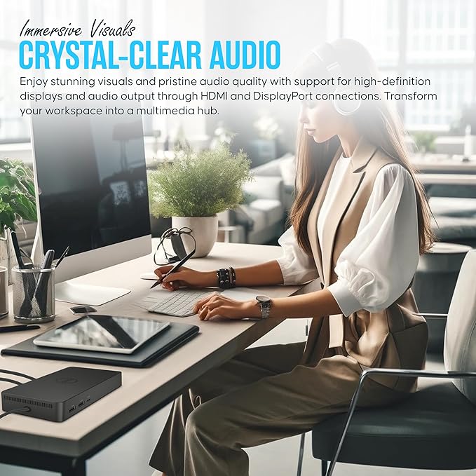 WD19 Dell Dock Station USB C - Docking Station Dual Monitor with 130W, HDMI Cable, Dual DisplayPort & Microfiber Cleaning Cloth - Laptop Docking Station (Renewed)