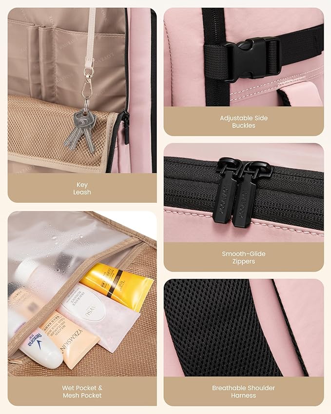 LOVEVOOK Travel Backpack for Women & Men, 40L Large Carry On Backpack Airline Approved, TSA Personal Item Weekender Bag, Water Resistant Laptop Backpack with 3 Packing Cubes for Travel Essentials