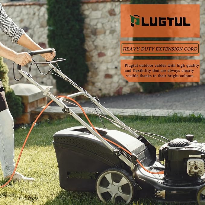 PLUGTUL 25 FT 12/3 Outdoor Extension Cord Waterproof, Heavy Duty 12 Gauge SJTW Extension Cord, 15A 1875W, ETL Listed, Great for Garden and Home, Orange