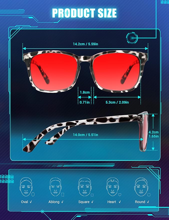 TIJN Sleep Glasses for 99.9% Blue Green Light Blocking Dual AR Coatings Red Lens for Computer Gaming Reduce Eyestrain