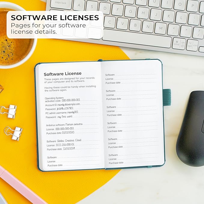 Clever Fox Password Book – Alphabetized Internet Address & Password Organizer - Computer & Website Password Keeper Notebook – Log-In Password Journal – Pocket, 6.2x3.5″, Hardcover (Dark Teal)