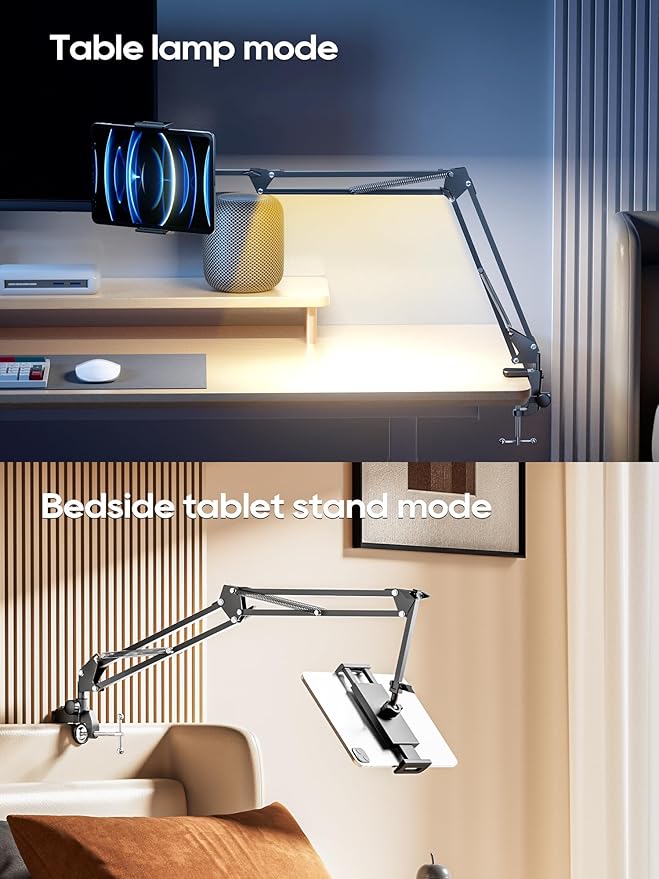 Tablet Clamp (Black with Light, Clamp for Board)