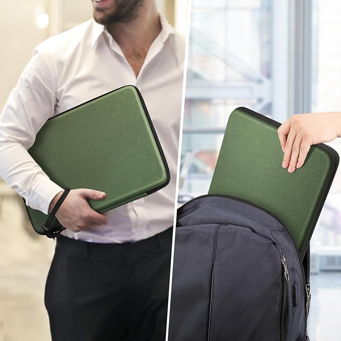 FINPAC 14-inch Hard Laptop Sleeve Case Compatible with Acer Chromebook Lenovo, HP, Dell, Acer Laptop Notebook Ultrabook, Water-Resistant Shockproof Computer Bag, Olive