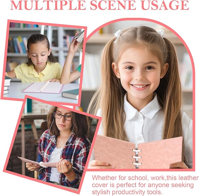 2 Pack Pu Leather 7X9.25 In Discbound Notebook Cover And Disc Set Discbound Planner Cover With 18 Pcs Expansion Discs 9-Disc Disc Bound Notebook Accessories(Pink+Purple;No Inner Paper)