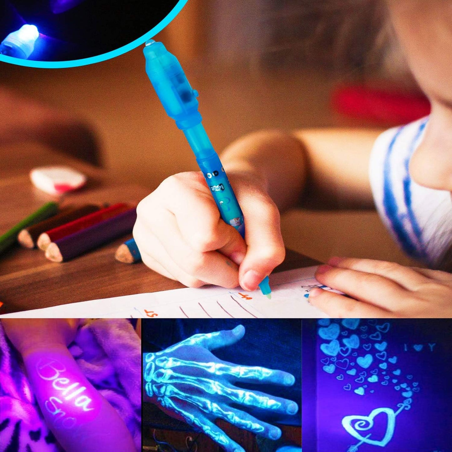 Invisible Ink Pen, Spy Pen Secret Message Writer with uv Light Magic Marker for Drawing Fun Activity Kids Party Favors Ideas Gifts and Stock Stuffer (24pcs)